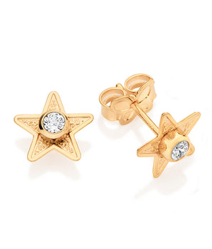 GOLD COWGIRL STAR STUD EARRINGS