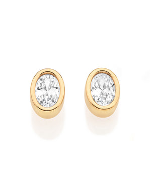 GOLD STARLIGHT OVAL STUD EARRINGS