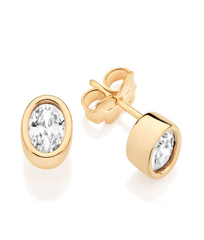 GOLD STARLIGHT OVAL STUD EARRINGS