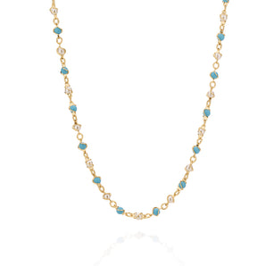 GOLD CHAIN WITH PEARL AND STONE