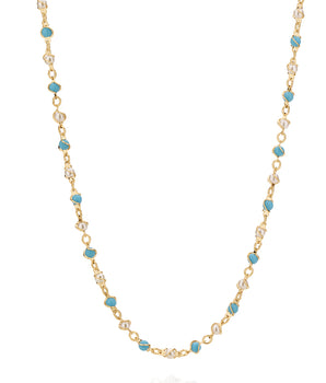 GOLD CHAIN WITH PEARL AND STONE