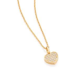 GOLD PLATED CHAIN WITH HEART  SHAPED PENDANT WITH 29    ZIRCONIAS