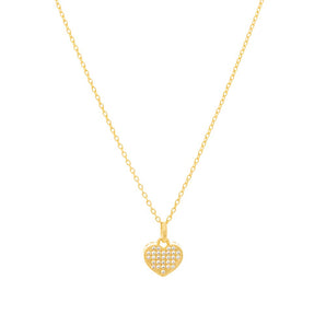 GOLD PLATED CHAIN WITH HEART  SHAPED PENDANT WITH 29    ZIRCONIAS