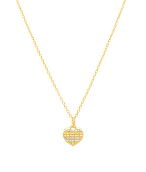 GOLD PLATED CHAIN WITH HEART  SHAPED PENDANT WITH 29    ZIRCONIAS
