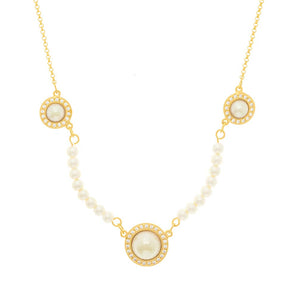 GOLD CHAIN WITH PEARL AND CRYSTAL
