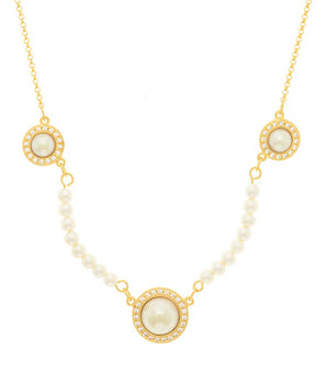 GOLD CHAIN WITH PEARL AND CRYSTAL