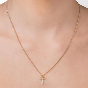 GOLD PLATED KEY PENDANT NECKLACE WITH ZIRCONIA