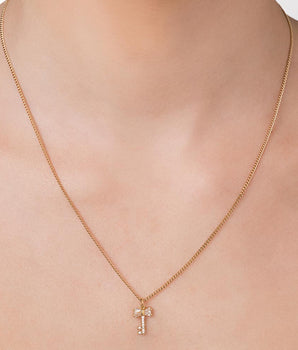 GOLD PLATED KEY PENDANT NECKLACE WITH ZIRCONIA