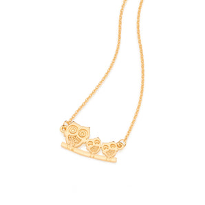 GOLD OWL NECKLACE - 2 BABY OWLS