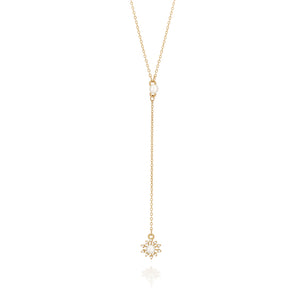 GOLD CHAIN WITH PEARL AND ZIRCONIA