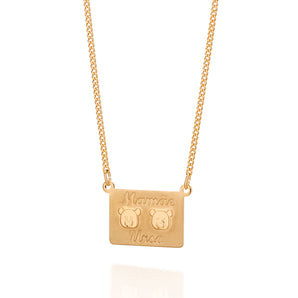 GOLD MAMA BEAR NECKLACE - 2 BEARS