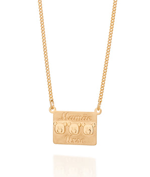 GOLD MAMA BEAR NECKLACE - 3 BEARS