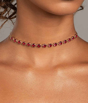 GOLD CHERRY CRYSTAL CHOKER