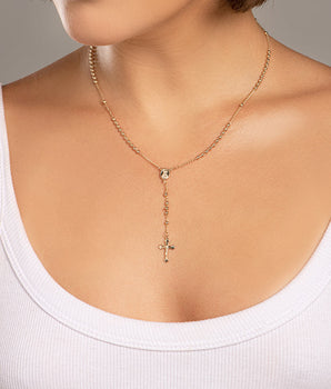GOLD SACRED HEART OF MARY ROSARY NECKLACE