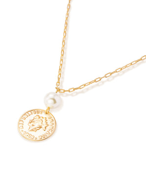 GOLD PEARL MEDAL NECKLACE