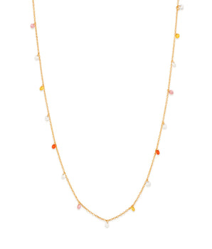 GOLD PLATED NECKLACE WITH DANGLING CRYSTALS