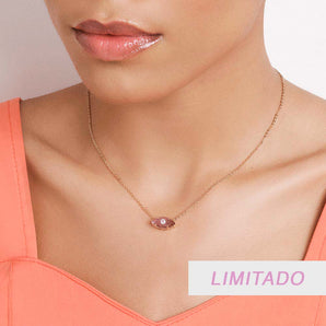 GOLD MODERN EVIL EYE NECKLACE IN PINK
