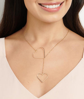 GOLD DOUBLE HEART Y-NECKLACE