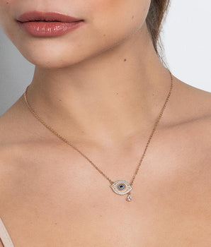 GOLD STUDDED GREEK EYE NECKLACE