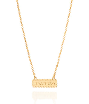 GOLD GRATIDÃO (GRATITUDE) PLAQUE NECKLACE