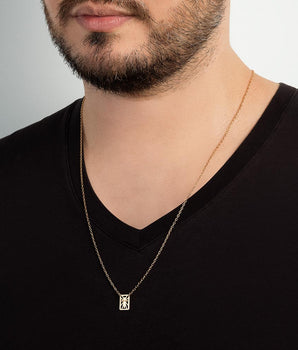 GOLD MEN'S TEXTURED CROSS SCAPULAR NECKLACE