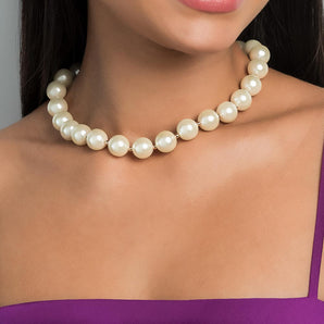 GOLD BIG PEARL NECKLACE