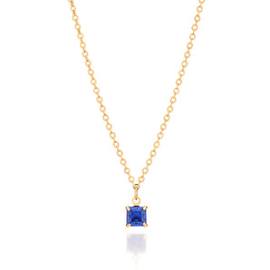 GOLD PLATED SEPTEMBER NECKLACE WITH CARRÉ CUBIC ZIRCONIA
