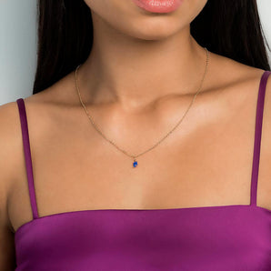GOLD PLATED SEPTEMBER NECKLACE WITH CARRÉ CUBIC ZIRCONIA