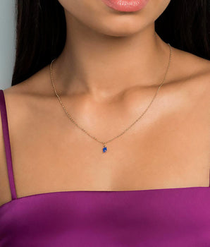GOLD PLATED SEPTEMBER NECKLACE WITH CARRÉ CUBIC ZIRCONIA