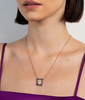 GOLD COLORFUL HEART OF JESUS NECKLACE