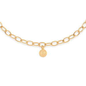 GOLD EVIL EYE LINK CHAIN NECKLACE