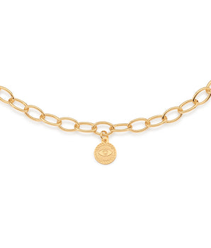 GOLD EVIL EYE LINK CHAIN NECKLACE