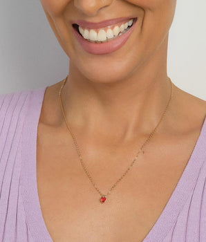 GOLD MOMMY NECKLACE IN RED