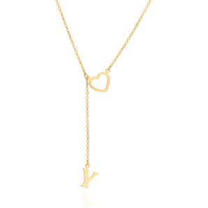 GOLD LETTER AND HEART Y NECKLACE