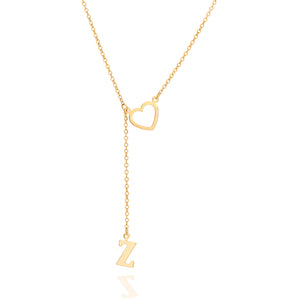 GOLD LETTER AND HEART Y NECKLACE