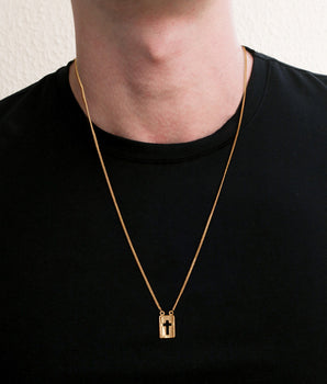 GOLD PLATED SCAPULAR WITH CROSS AND CRYSTAL