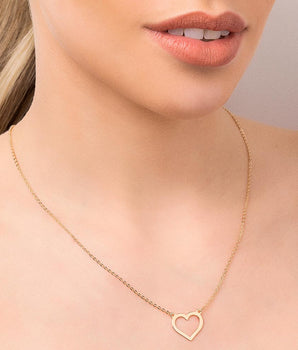 GOLD HOLLOW HEART NECKLACE