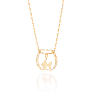 GOLD GOLDFISH BOWL NECKLACE
