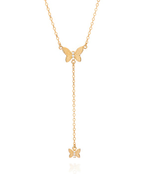 GOLD BUTTERFLY Y-TIE NECKLACE
