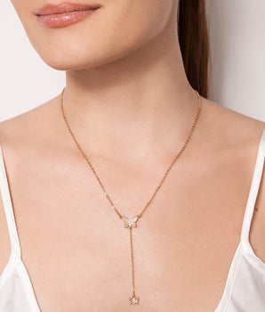 GOLD BUTTERFLY Y-TIE NECKLACE