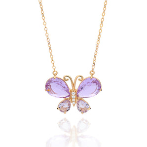 GOLD PURPLE BUTTERFLY NECKLACE