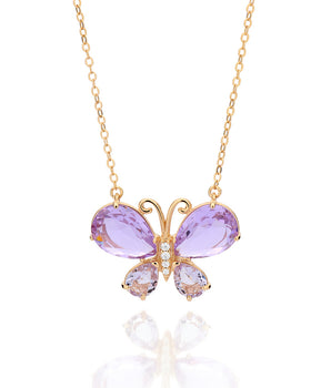 GOLD PURPLE BUTTERFLY NECKLACE