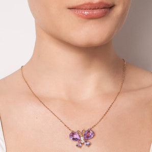 GOLD PURPLE BUTTERFLY NECKLACE