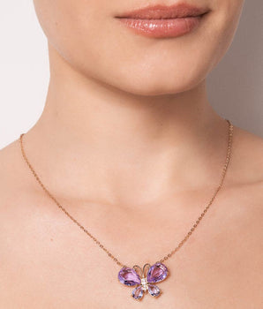 GOLD PURPLE BUTTERFLY NECKLACE