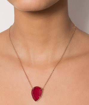 GOLD CHERRY RED NECKLACE