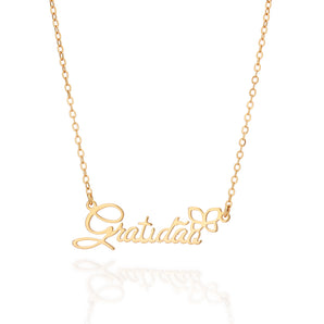GRATITUDE NECKLACE WITH GOL PLATED BUTTERFLY