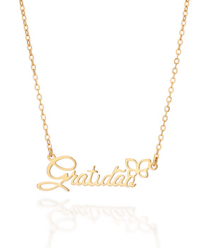 GRATITUDE NECKLACE WITH GOL PLATED BUTTERFLY