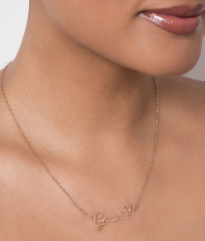 GRATITUDE NECKLACE WITH GOL PLATED BUTTERFLY