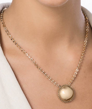 GOLD SPHERE BUTTON NECKLACE
