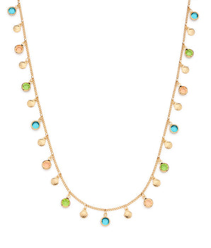 GOLD PLATED SHELL NECKLACE WITH CRYSTALS